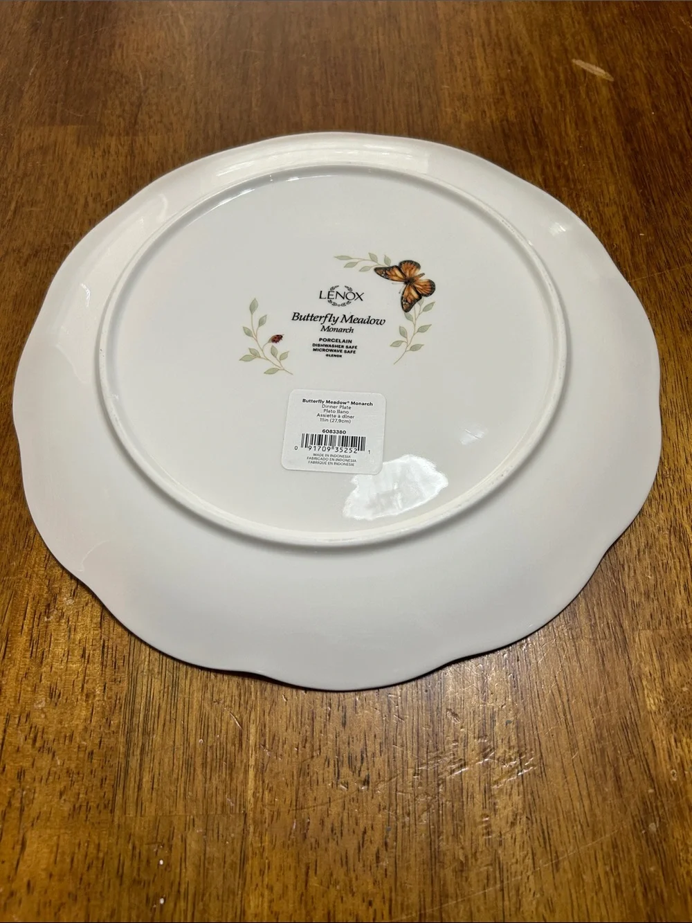 Lenox White Floral & Butterfly Decorative Plate with Orange and Blue Accents